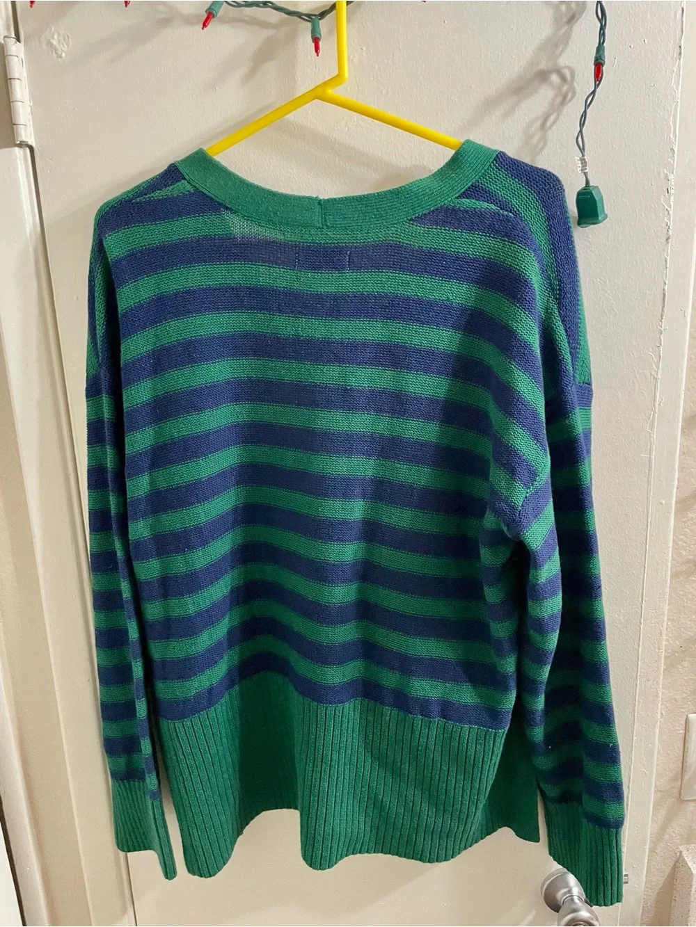 Sonoma Goods For Life Striped Button Cardigan Sweater Navy Green Knit XL NWT
